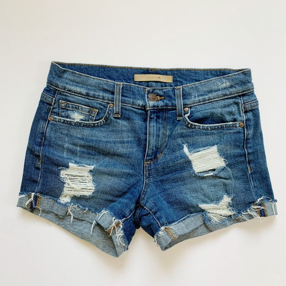 Joe's Blue Medium Wash Distressed Denim Jean Cutoff Shorts 25 Women